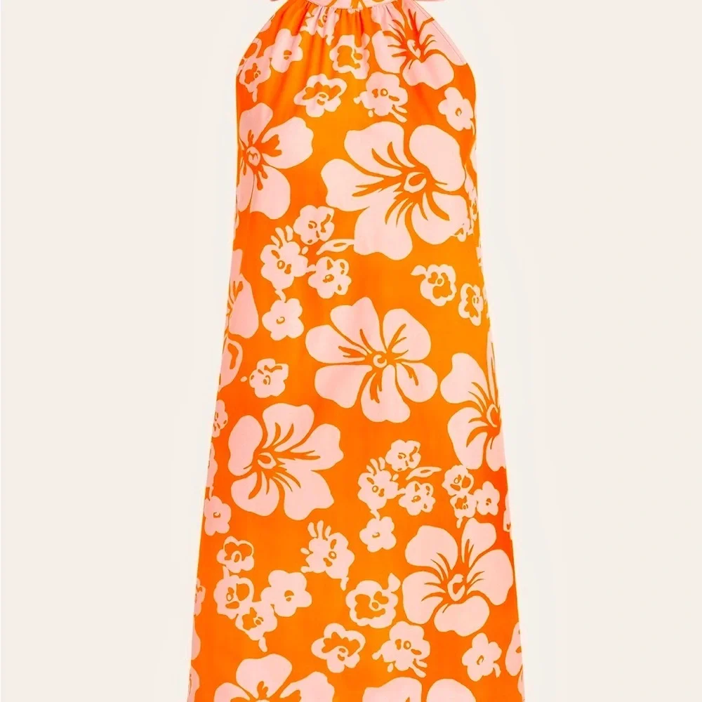 J. Crew Bright Orangeand Pink  Floral Dress-4